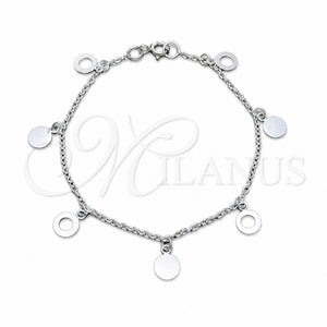 Sterling Silver Charm Bracelet, Polished, Silver Finish, 03.409.0170.07 (03 MM Thickness, 7 Inches Length)