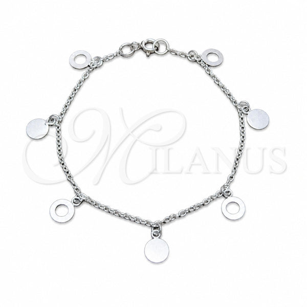 Sterling Silver Charm Bracelet, Polished, Silver Finish, 03.409.0170.07 (03 MM Thickness, 7 Inches Length)