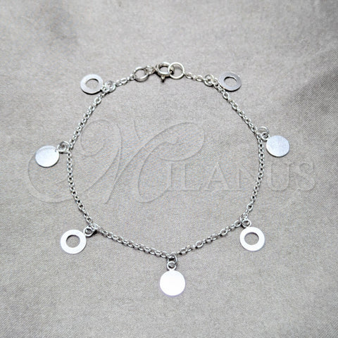 Sterling Silver Charm Bracelet, Polished, Silver Finish, 03.409.0170.07 (03 MM Thickness, 7 Inches Length)