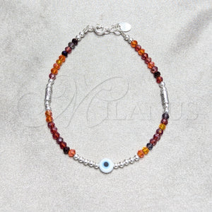 Sterling Silver Bracelet — Fancy Bracelet Ball and Evil Eye Design with — main product view — SKU 158253 | Plata 925 brazalete — elegante Bracelet Ball and Evil Eye diseño with — SKU 158253
