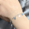Sterling Silver Charm Bracelet, Butterfly and Flower Design, Polished, Silver Finish, 03.409.0184.07 (03 MM Thickness, 7 Inches Length)
