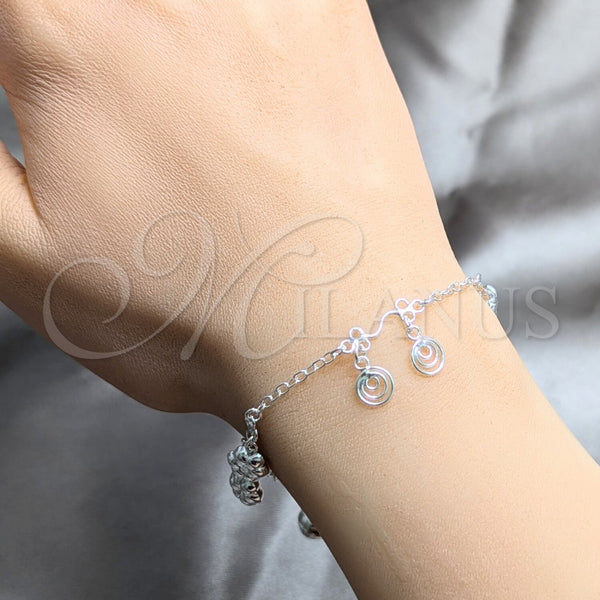 Sterling Silver Bracelet — Charm Bracelet Flower Design Polished 03. 03 MM — alternate product view — SKU 158261 | Plata 925 brazalete — Charm Bracelet flor diseño pulido 03. 03 MM — SKU 158261