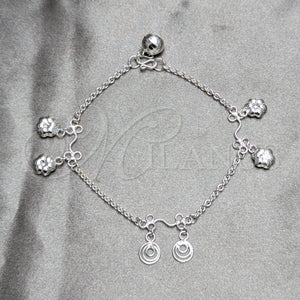 Sterling Silver Bracelet — Charm Bracelet Flower Design Polished 03. 03 MM — main product view — SKU 158261 | Plata 925 brazalete — Charm Bracelet flor diseño pulido 03. 03 MM — SKU 158261