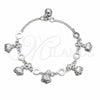Sterling Silver Charm Bracelet, Elephant Design, Polished, Silver Finish, 03.409.0186.07 (03 MM Thickness, 7 Inches Length)