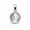Sterling Silver Fancy Pendant, Ball Design, Polished, Silver Finish, 05.409.0001