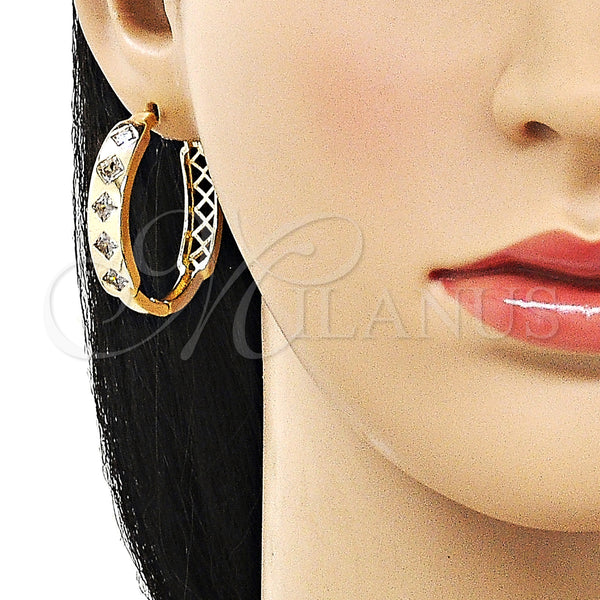 Gold Filled Hoop Earrings — Huggie Hoop with White Cubic Zirconia Polished 02. — alternate product view — SKU 158270 | Oro Laminado aretes de aro — Huggie Hoop with blanco Cubic Zirconia pulido 02. — SKU 158270