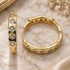 Oro Laminado Huggie Hoop, Gold Filled Style with White Cubic Zirconia, Polished, Golden Finish, 02.204.0045.35