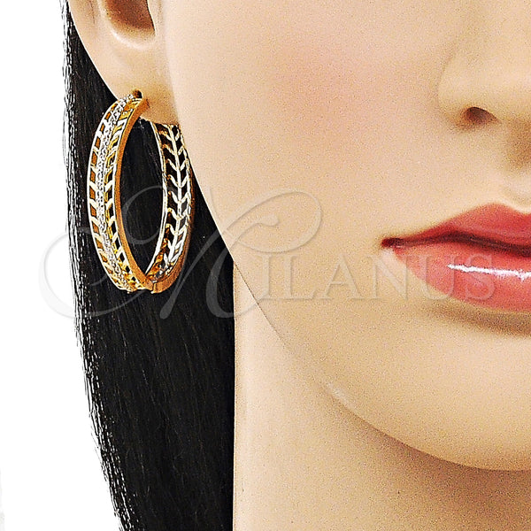 Gold Filled Hoop Earrings — Huggie Hoop with White Micro Pave Polished 02. — alternate product view — SKU 158273 | Oro Laminado aretes de aro — Huggie Hoop with blanco Micro Pave pulido 02. — SKU 158273