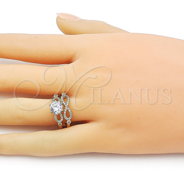 Gold Filled Ring — Wedding Ring Infinite and Cluster Design with White — alternate product view — SKU 158283 | Oro Laminado anillo — Wedding Ring Infinite and Cluster diseño with blanco — SKU 158283