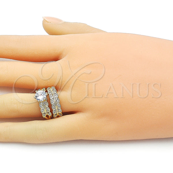 Gold Filled Ring — Wedding Ring Cluster and Leaf Design with White — alternate product view — SKU 158285 | Oro Laminado anillo — Wedding Ring Cluster and Leaf diseño with blanco — SKU 158285
