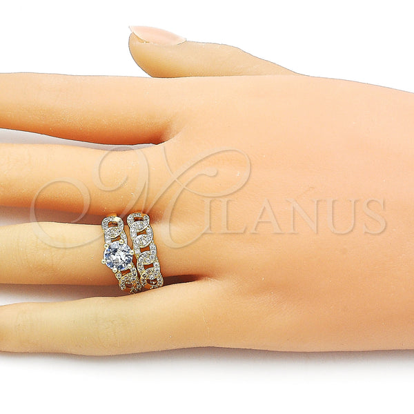 Gold Filled Ring — Wedding Ring Cluster and Miami Cuban Design with — alternate product view — SKU 158286 | Oro Laminado anillo — Wedding Ring Cluster and Miami Cuban diseño with — SKU 158286