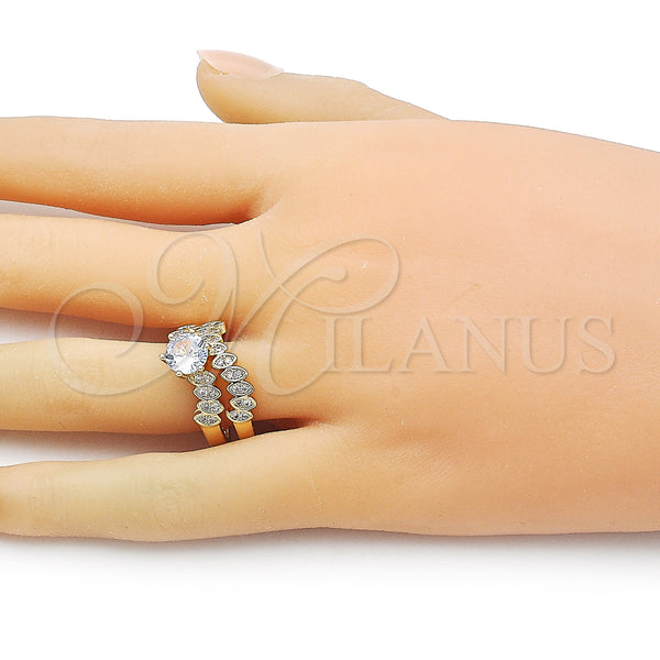 Gold Filled Ring — Wedding Ring Cluster and Leaf Design with White — alternate product view — SKU 158289 | Oro Laminado anillo — Wedding Ring Cluster and Leaf diseño with blanco — SKU 158289