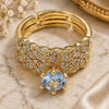 Oro Laminado Wedding Ring, Gold Filled Style Cluster Design, with White Cubic Zirconia and White Micro Pave, Polished, Golden Finish, 01.284.0098 (One size fits all)