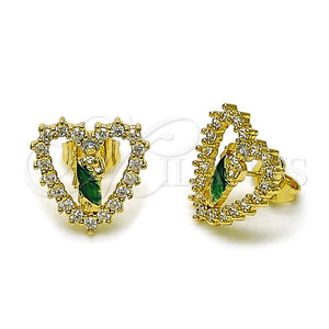 Gold Filled Ring — Stud Earring San Judas and Heart Design with — main product view — SKU 158297 | Oro Laminado anillo — Stud Earring San Judas and corazón diseño with — SKU 158297