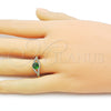 Oro Laminado Multi Stone Ring, Gold Filled Style Cluster Design, with Green Cubic Zirconia and White Micro Pave, Polished, Golden Finish, 01.284.0100.1 (One size fits all)