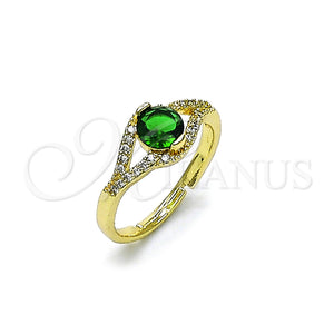 Gold Filled Ring — Multi Stone Ring Cluster Design with Green Cubic — main product view — SKU 158329 | Oro Laminado anillo — Multi Stone Ring Cluster diseño with Green Cubic — SKU 158329