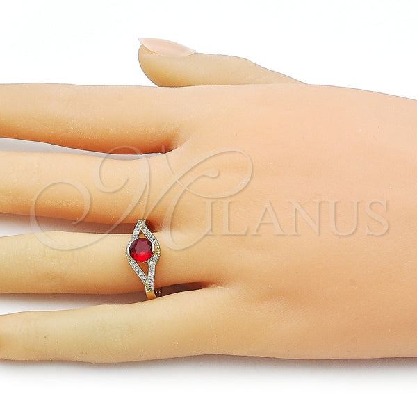 Gold Filled Ring — Multi Stone Ring Cluster Design with Garnet Cubic — alternate product view — SKU 158330 | Oro Laminado anillo — Multi Stone Ring Cluster diseño with Garnet Cubic — SKU 158330