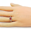 Oro Laminado Multi Stone Ring, Gold Filled Style Cluster Design, with Garnet Cubic Zirconia and White Micro Pave, Polished, Golden Finish, 01.284.0100.2 (One size fits all)
