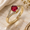 Oro Laminado Multi Stone Ring, Gold Filled Style Cluster Design, with Garnet Cubic Zirconia and White Micro Pave, Polished, Golden Finish, 01.284.0100.2 (One size fits all)