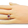 Oro Laminado Multi Stone Ring, Gold Filled Style Cluster Design, with Garnet Cubic Zirconia and White Micro Pave, Polished, Golden Finish, 01.284.0101.2 (One size fits all)