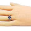 Oro Laminado Multi Stone Ring, Gold Filled Style Cluster and Sun Design, with Sapphire Blue and White Cubic Zirconia, Polished, Golden Finish, 01.284.0102.3 (One size fits all)