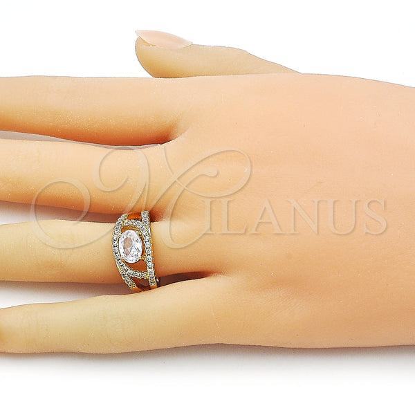Gold Filled Ring — Multi Stone Ring Evil Eye Design with White — alternate product view — SKU 158344 | Oro Laminado anillo — Multi Stone Ring Evil Eye diseño with blanco — SKU 158344