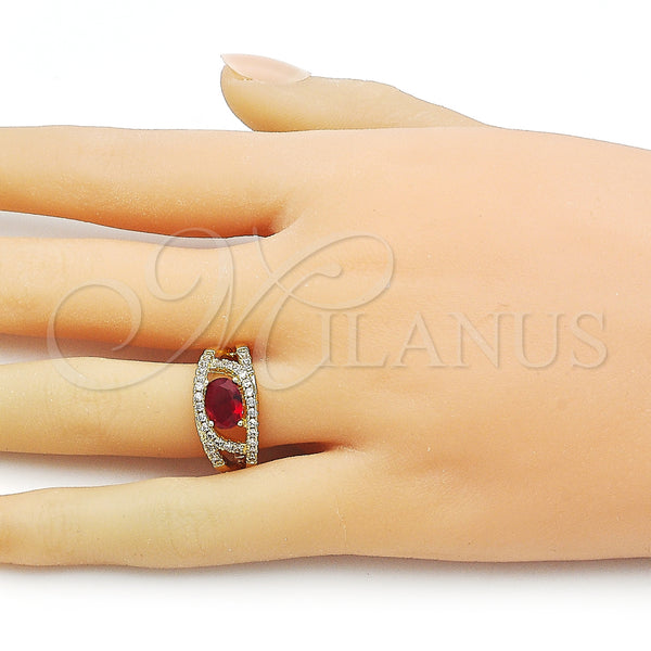 Gold Filled Ring — Multi Stone Ring Evil Eye Design with Garnet — alternate product view — SKU 158346 | Oro Laminado anillo — Multi Stone Ring Evil Eye diseño with Garnet — SKU 158346