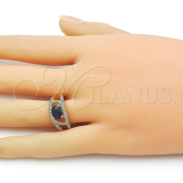 Gold Filled Ring — Multi Stone Ring Evil Eye Design with Sapphire — alternate product view — SKU 158347 | Oro Laminado anillo — Multi Stone Ring Evil Eye diseño with Sapphire — SKU 158347