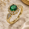 Oro Laminado Multi Stone Ring, Gold Filled Style Cluster and Flower Design, with Green Cubic Zirconia and White Micro Pave, Polished, Golden Finish, 01.284.0105.1 (One size fits all)