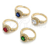 Oro Laminado Multi Stone Ring, Gold Filled Style Cluster and Flower Design, with Garnet Cubic Zirconia and White Micro Pave, Polished, Golden Finish, 01.284.0105.2 (One size fits all)