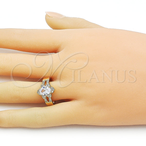 Gold Filled Ring — Multi Stone Ring Cluster Design with White Cubic — alternate product view — SKU 158352 | Oro Laminado anillo — Multi Stone Ring Cluster diseño with blanco Cubic — SKU 158352