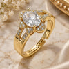 Oro Laminado Multi Stone Ring, Gold Filled Style Cluster Design, with White Cubic Zirconia and White Micro Pave, Polished, Golden Finish, 01.284.0106 (One size fits all)