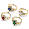 Oro Laminado Multi Stone Ring, Gold Filled Style Cluster Design, with White Cubic Zirconia and White Micro Pave, Polished, Golden Finish, 01.284.0106 (One size fits all)