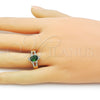 Oro Laminado Multi Stone Ring, Gold Filled Style Cluster Design, with Green Cubic Zirconia and White Micro Pave, Polished, Golden Finish, 01.284.0106.1 (One size fits all)