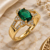 Oro Laminado Multi Stone Ring, Gold Filled Style Cluster Design, with Green Cubic Zirconia and White Micro Pave, Polished, Golden Finish, 01.284.0106.1 (One size fits all)