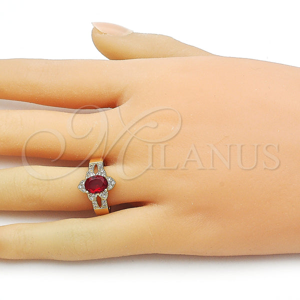 Gold Filled Ring — Multi Stone Ring Cluster Design with Garnet Cubic — alternate product view — SKU 158354 | Oro Laminado anillo — Multi Stone Ring Cluster diseño with Garnet Cubic — SKU 158354