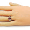 Oro Laminado Multi Stone Ring, Gold Filled Style Cluster Design, with Garnet Cubic Zirconia and White Micro Pave, Polished, Golden Finish, 01.284.0106.2 (One size fits all)