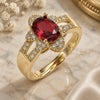 Oro Laminado Multi Stone Ring, Gold Filled Style Cluster Design, with Garnet Cubic Zirconia and White Micro Pave, Polished, Golden Finish, 01.284.0106.2 (One size fits all)