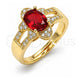 Oro Laminado Multi Stone Ring, Gold Filled Style Cluster Design, with Garnet Cubic Zirconia and White Micro Pave, Polished, Golden Finish, 01.284.0106.2 (One size fits all)