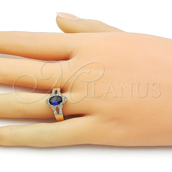 Gold Filled Ring — Multi Stone Ring Cluster Design with Sapphire Blue — alternate product view — SKU 158355 | Oro Laminado anillo — Multi Stone Ring Cluster diseño with Sapphire Blue — SKU 158355