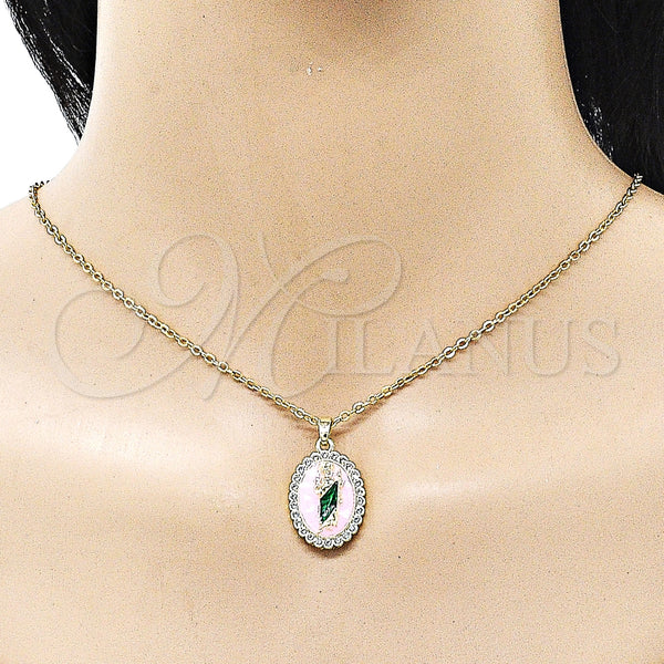 Gold Filled Pendant — Religious Pendant San Judas Design with White Cubic — alternate product view — SKU 158368 | Oro Laminado dije — Religious Pendant San Judas diseño with blanco Cubic — SKU 158368