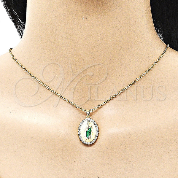 Gold Filled Pendant — Religious Pendant San Judas Design with White Cubic — alternate product view — SKU 158372 | Oro Laminado dije — Religious Pendant San Judas diseño with blanco Cubic — SKU 158372