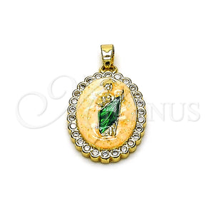 Gold Filled Pendant — Religious Pendant San Judas Design with White Cubic — main product view — SKU 158372 | Oro Laminado dije — Religious Pendant San Judas diseño with blanco Cubic — SKU 158372