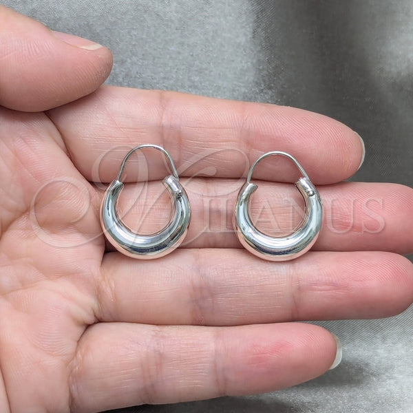 Sterling Silver Hoop Earrings — Small Hoop Hollow and Chunky Design Polished 02. — alternate product view — SKU 158397 | Plata 925 aretes de aro — aro pequeño Hollow and Chunky diseño pulido 02. — SKU 158397