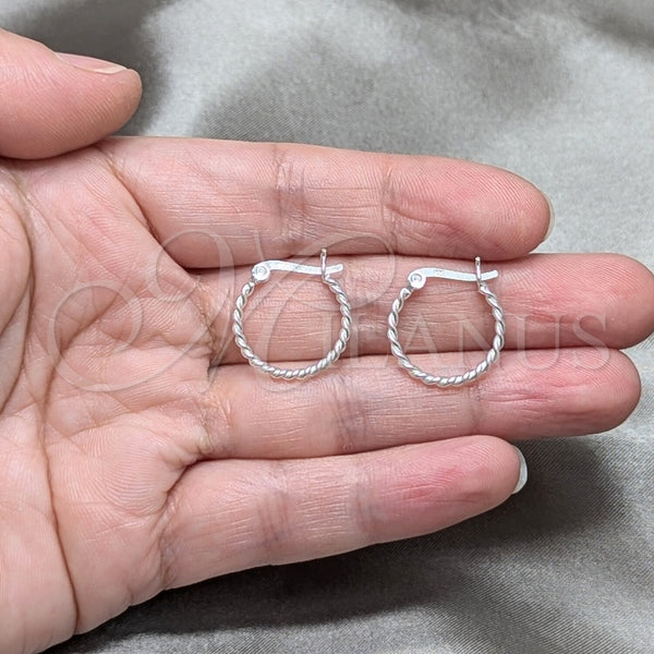 Sterling Silver Hoop Earrings — Small Hoop Twist Design Polished 02. — alternate product view — SKU 158400 | Plata 925 aretes de aro — aro pequeño Twist diseño pulido 02. — SKU 158400