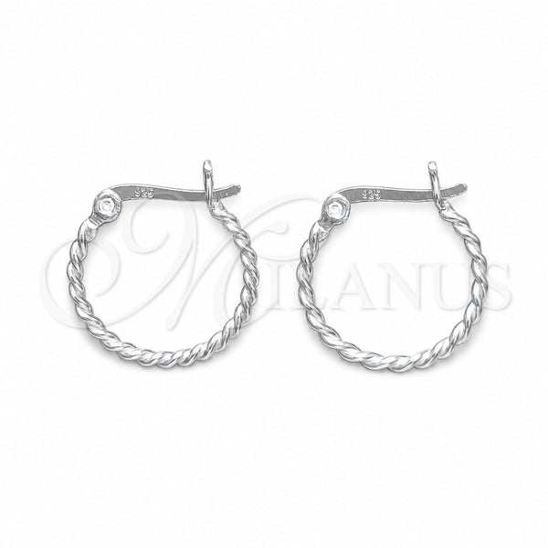 Sterling Silver Small Hoop, Twist Design, Polished, Silver Finish, 02.401.0082.18