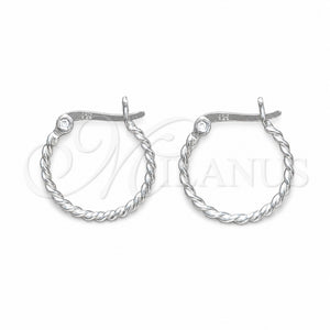 Sterling Silver Small Hoop, Twist Design, Polished, Silver Finish, 02.401.0082.18