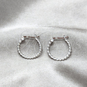 Sterling Silver Hoop Earrings — Small Hoop Twist Design Polished 02. — main product view — SKU 158400 | Plata 925 aretes de aro — aro pequeño Twist diseño pulido 02. — SKU 158400