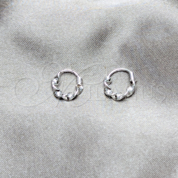 Sterling Silver Hoop Earrings — Small Hoop Twist Design Polished 02. — main product view — SKU 158401 | Plata 925 aretes de aro — aro pequeño Twist diseño pulido 02. — SKU 158401