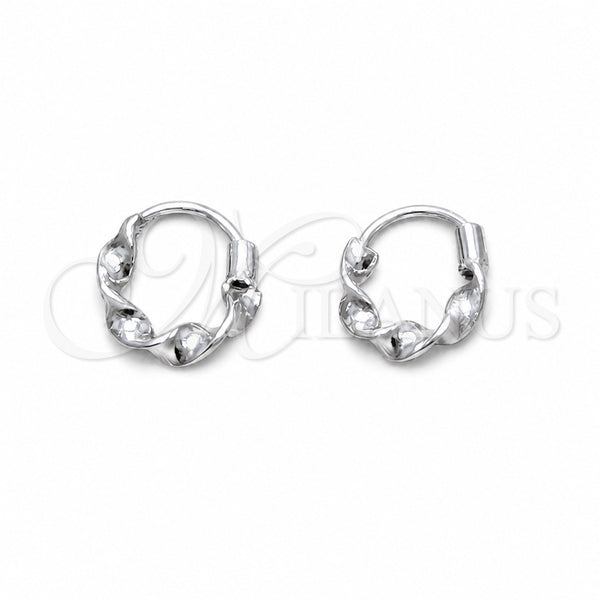 Sterling Silver Small Hoop, Twist Design, Polished, Silver Finish, 02.401.0083.10